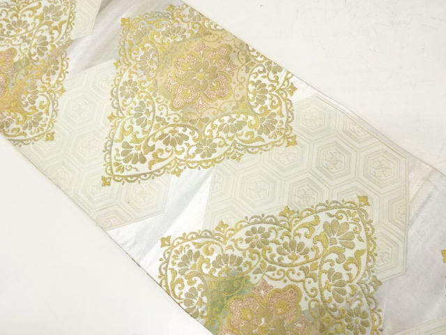 アンティーク　花菱模様織り出し袋帯（材料）